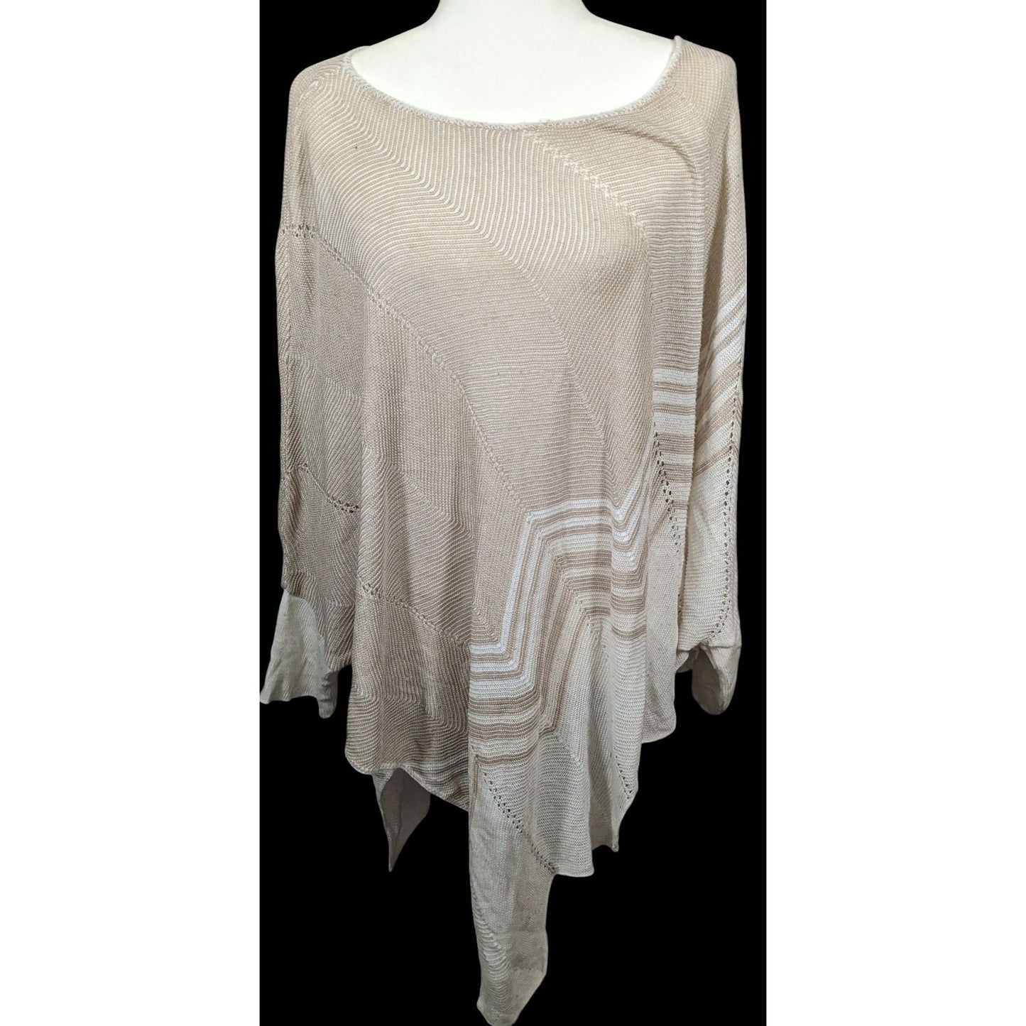 Christopher & Banks Preppy Cream ZigZag Knit Poncho