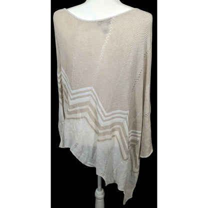 Christopher & Banks Preppy Cream ZigZag Knit Poncho