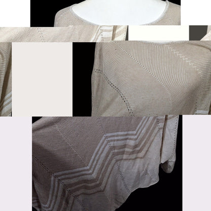 Christopher & Banks Preppy Cream ZigZag Knit Poncho