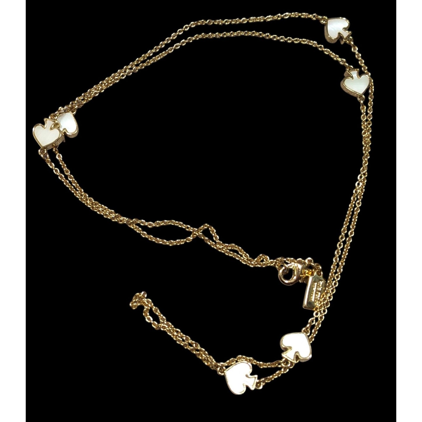 Kate Spade Mother Of Pearl White And Gold Tone Station Necklace