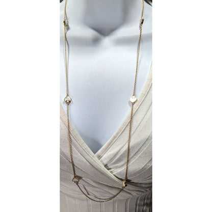 Kate Spade Mother Of Pearl White And Gold Tone Station Necklace