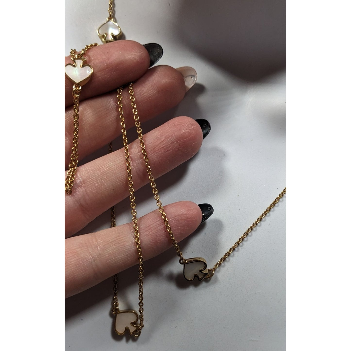 Kate Spade Mother Of Pearl White And Gold Tone Station Necklace