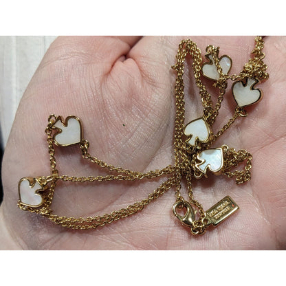 Kate Spade Mother Of Pearl White And Gold Tone Station Necklace