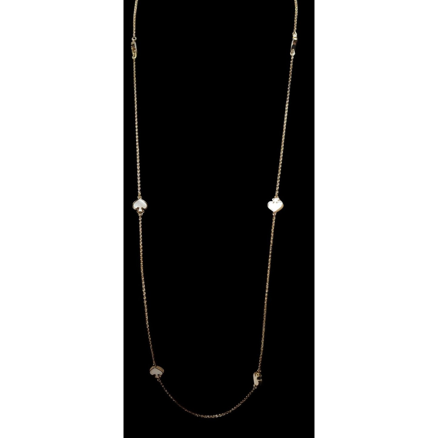 Kate Spade Mother Of Pearl White And Gold Tone Station Necklace