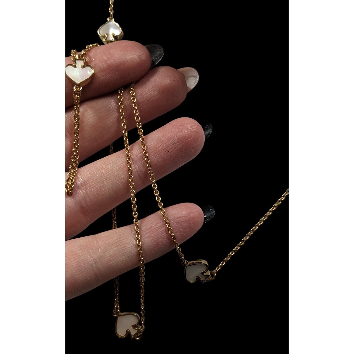 Kate Spade Mother Of Pearl White And Gold Tone Station Necklace