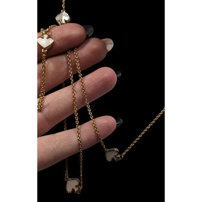 Kate Spade Mother Of Pearl White And Gold Tone Station Necklace
