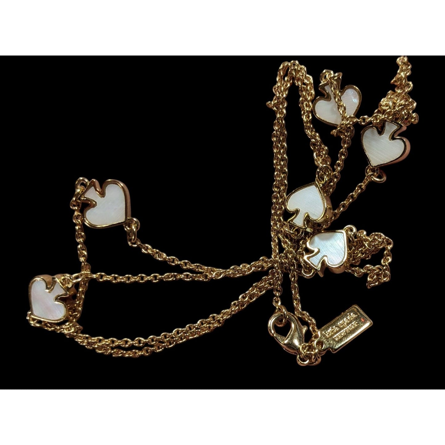 Kate Spade Mother Of Pearl White And Gold Tone Station Necklace