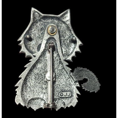 Vintage Jonette Jewelry Articulated Head Cat Brooch With Googly Eyes