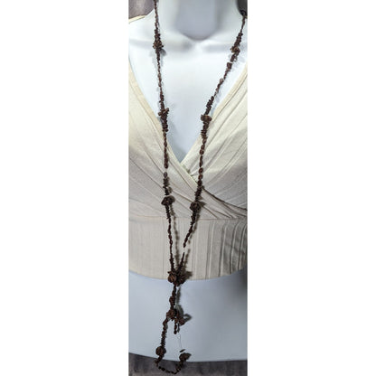Handcrafted Apple Seed Dark Brown Beaded Necklace