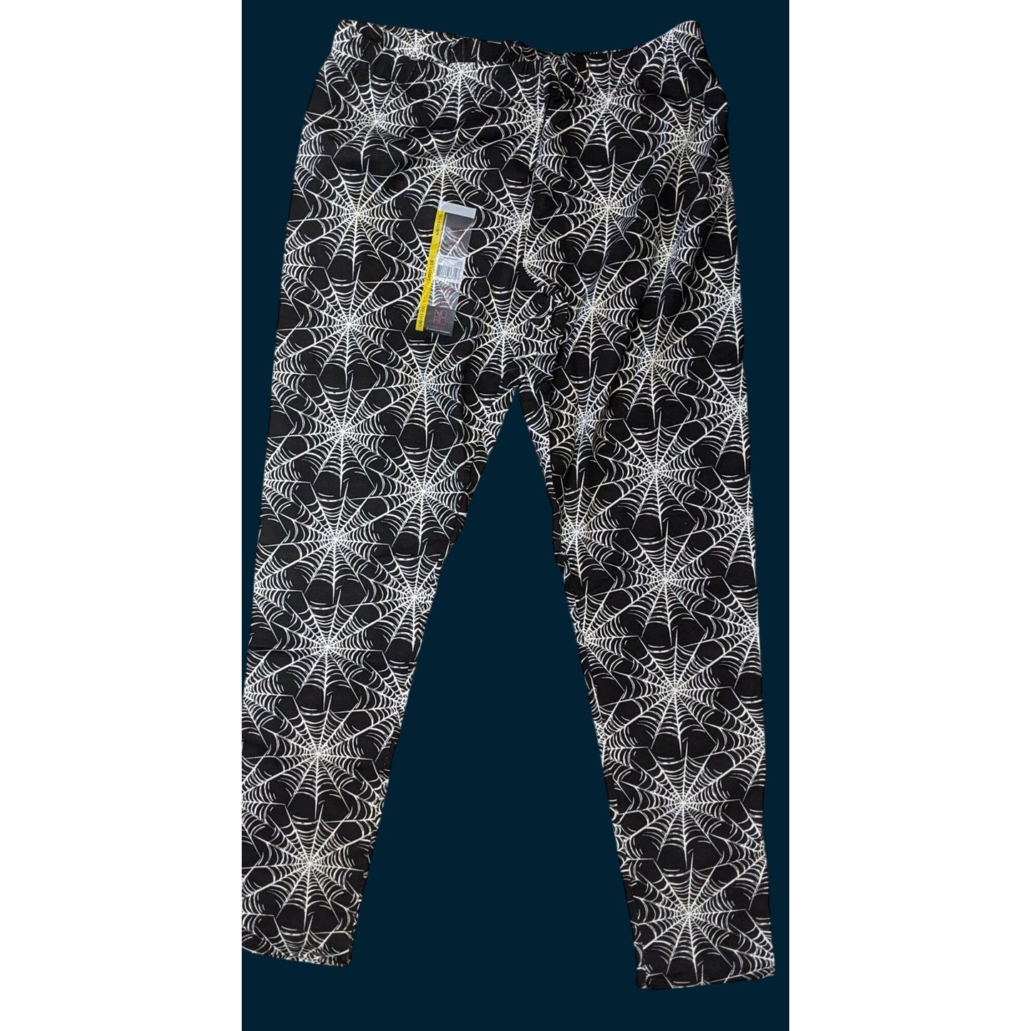 No Boundaries Gothic Spider Web Leggings Size Large 11/13 Black & White Stretchy NWT