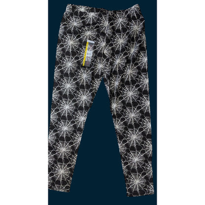 No Boundaries Gothic Spider Web Leggings Size Large 11/13 Black & White Stretchy NWT