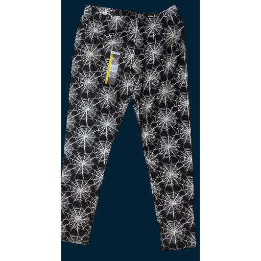 No Boundaries Gothic Spider Web Leggings Size Large 11/13 Black & White Stretchy NWT
