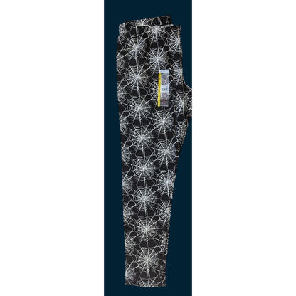 No Boundaries Gothic Spider Web Leggings Size Large 11/13 Black & White Stretchy NWT