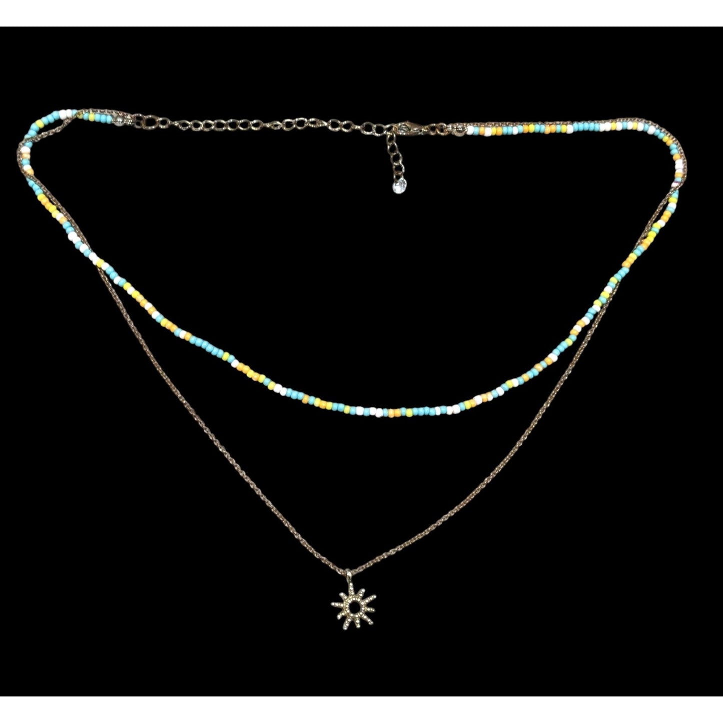 Minimalist Floral Layered Bohemian Beaded Sun Necklace