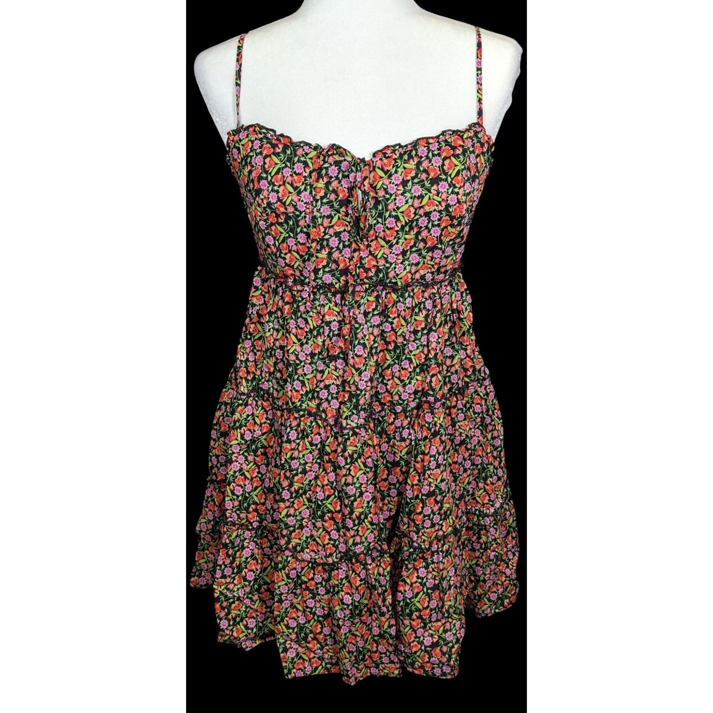 B. Darlin Tiered Floral Black and Pink Dress