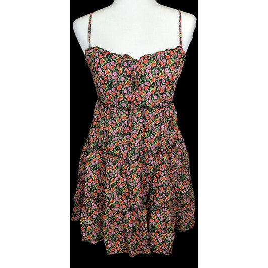B. Darlin Tiered Floral Black and Pink Dress