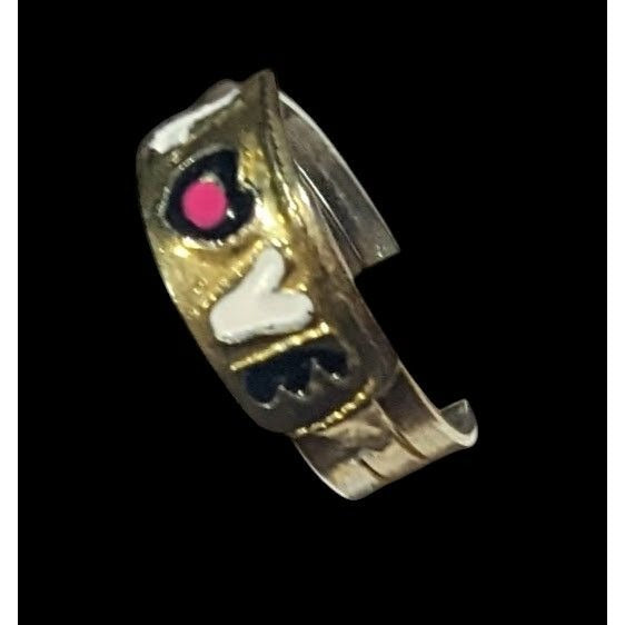 Coquette Gold Tone Enamel Filled Love Ring Size 8