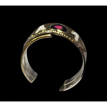 Coquette Gold Tone Enamel Filled Love Ring Size 8