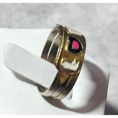 Coquette Gold Tone Enamel Filled Love Ring Size 8