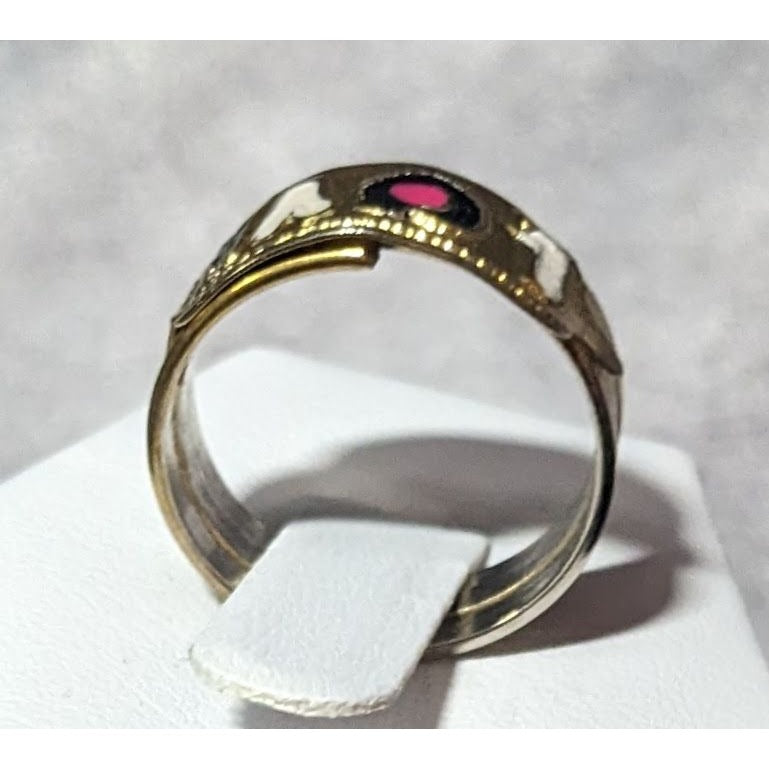 Coquette Gold Tone Enamel Filled Love Ring Size 8