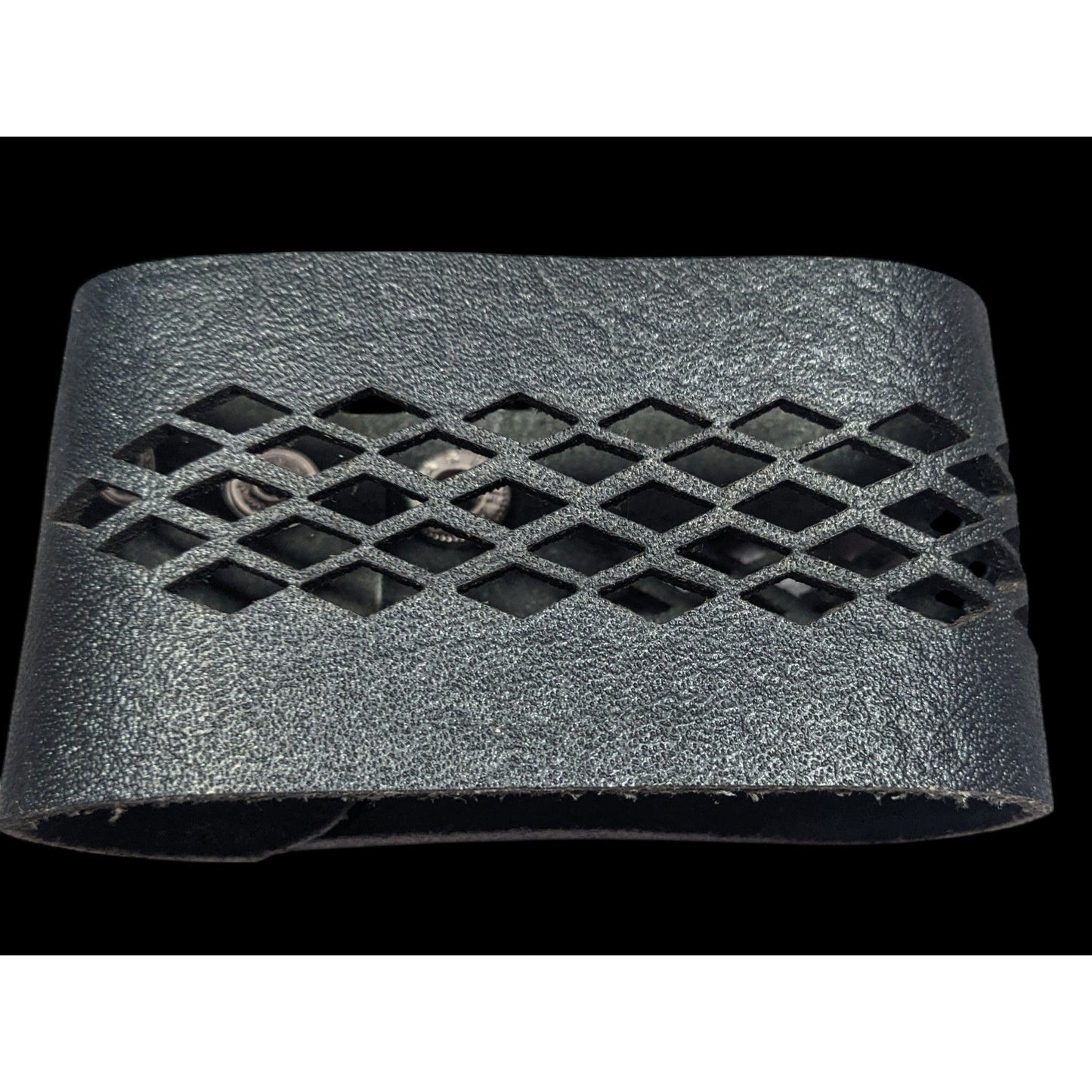 Gothic Black Faux Leather Lattice Cutout Bracelet