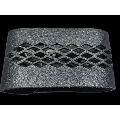 Gothic Black Faux Leather Lattice Cutout Bracelet