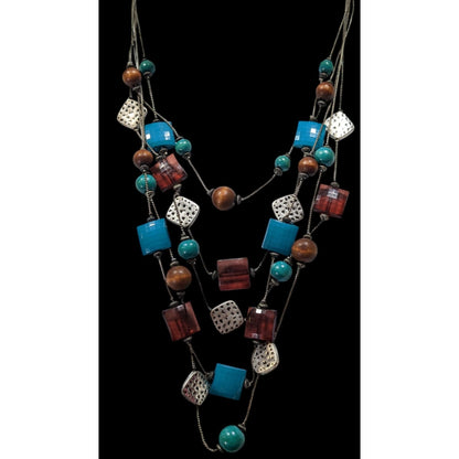 Southwestern Mixed Media Layered Station Necklace