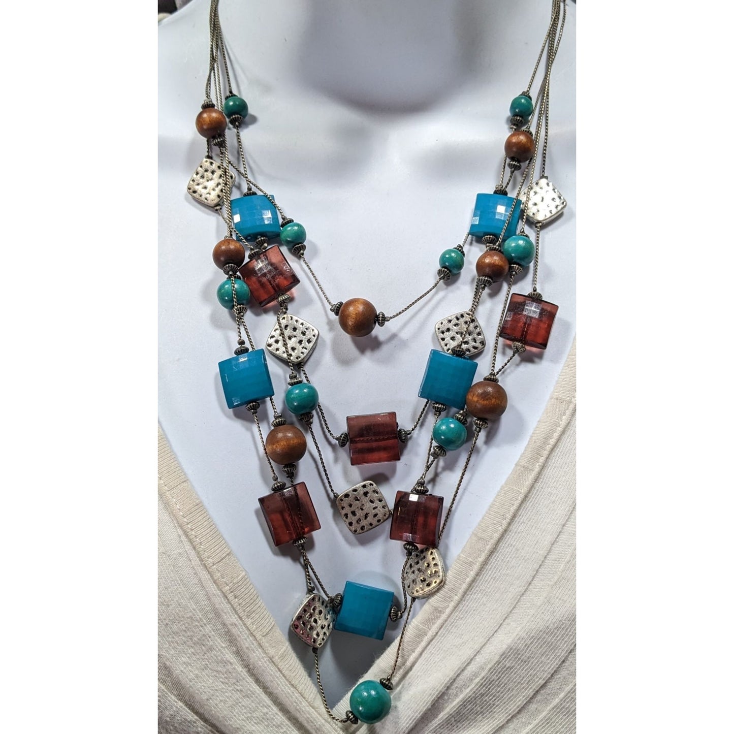 Southwestern Mixed Media Layered Station Necklace