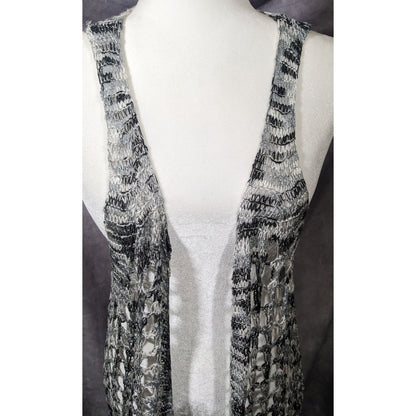 And'Or Knit Crochet Fringe Vest With Lace Details Size S/M