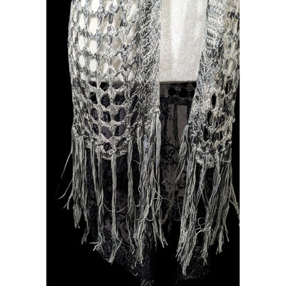 And'Or Knit Crochet Fringe Vest With Lace Details Size S/M