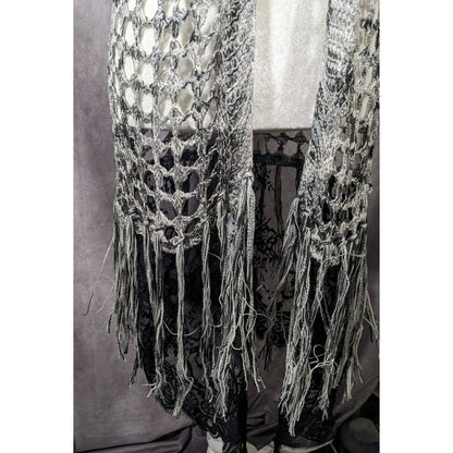 And'Or Knit Crochet Fringe Vest With Lace Details Size S/M