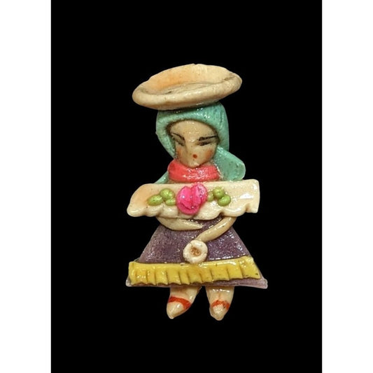 Vintage Handmade Ecuadorian Tiny Figural Clap Brooch