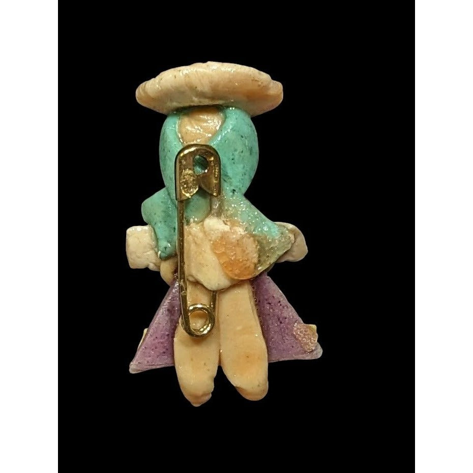 Vintage Handmade Ecuadorian Tiny Figural Clap Brooch