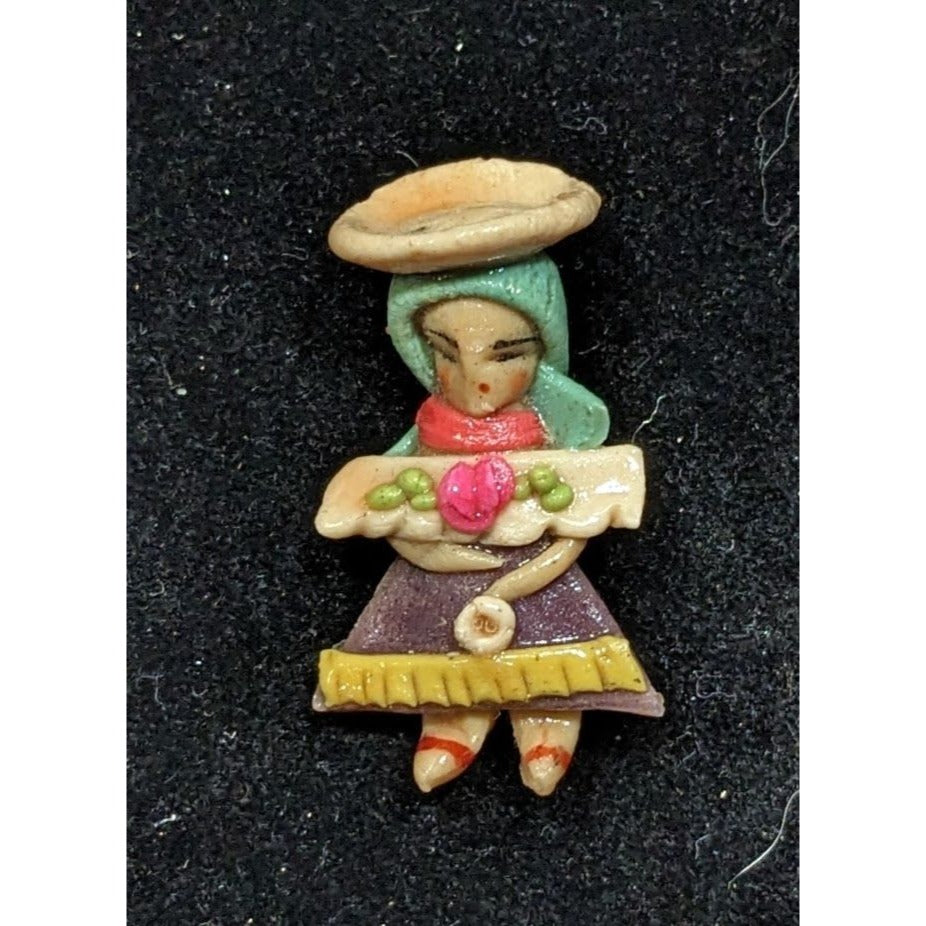 Vintage Handmade Ecuadorian Tiny Figural Clap Brooch