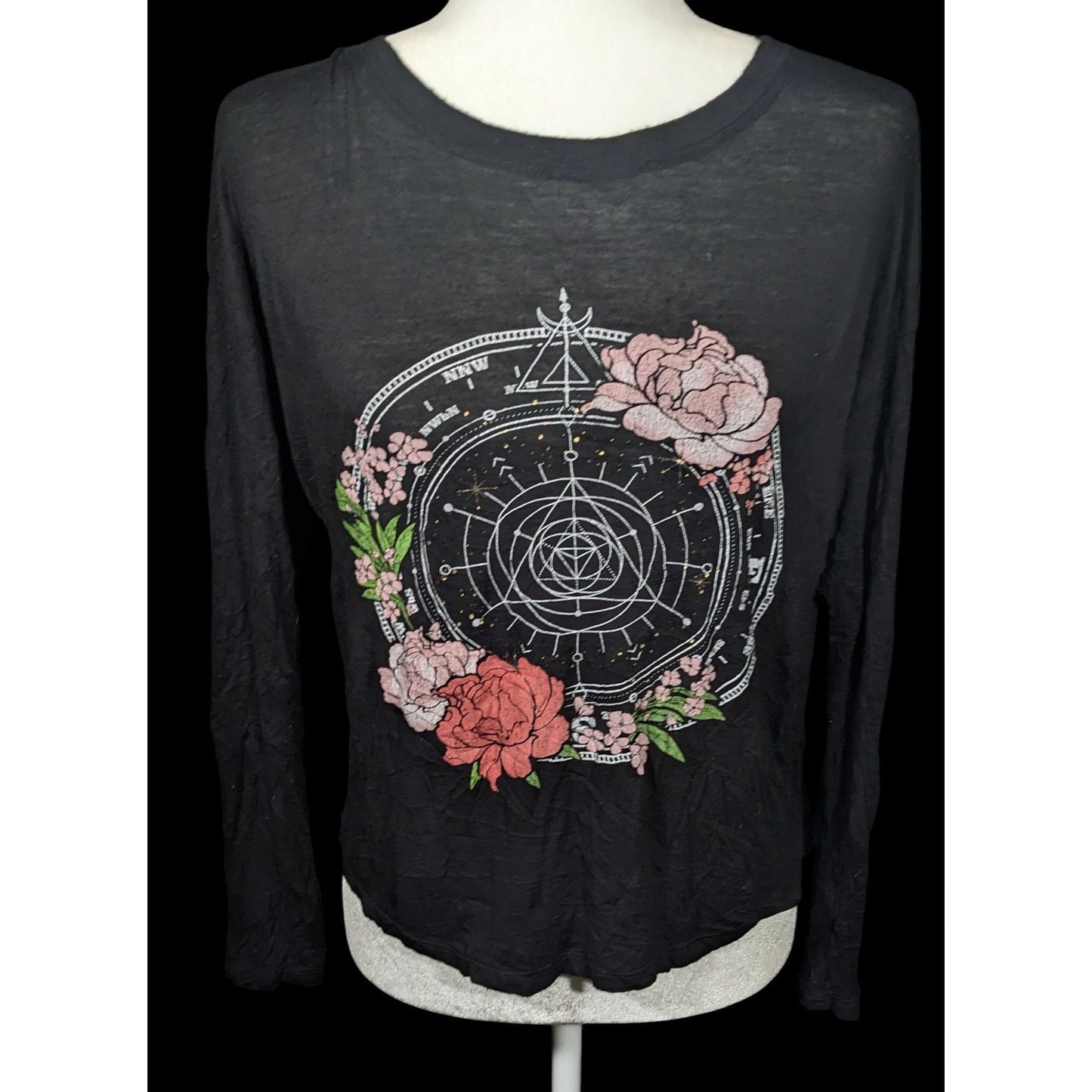 Rebellious One Witchy Floral Celestial Long Sleeve Tee