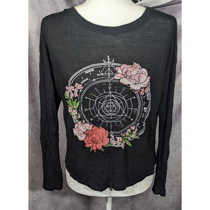 Rebellious One Witchy Floral Celestial Long Sleeve Tee