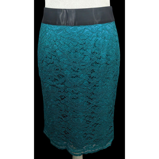 Banana Republic X LWren Scott Teal Lace Pencil Skirt