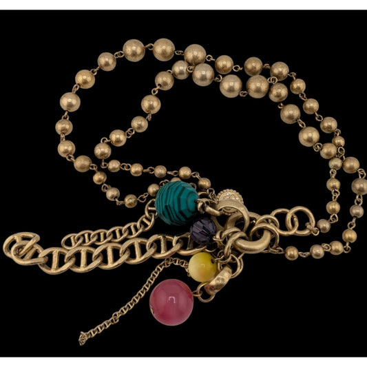 Jessica Simpson Y2K Gold-Tone Bubble Necklace With Rainbow Cluster Charms