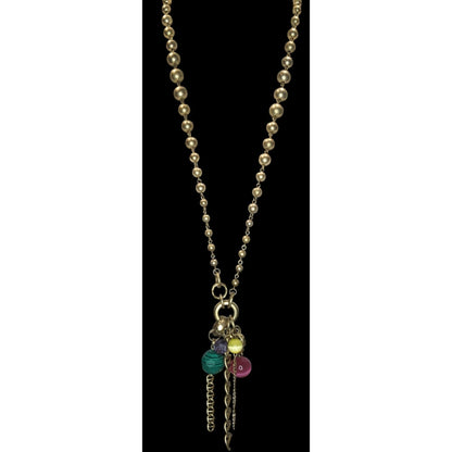 Jessica Simpson Y2K Gold-Tone Bubble Necklace With Rainbow Cluster Charms