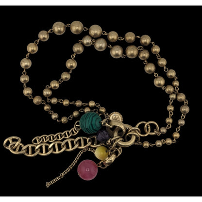 Jessica Simpson Y2K Gold-Tone Bubble Necklace With Rainbow Cluster Charms