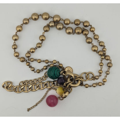 Jessica Simpson Y2K Gold-Tone Bubble Necklace With Rainbow Cluster Charms