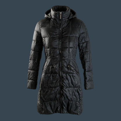 Michael Kors Black Long Puffer Coat Womens XS Hooded Quilted Winter Parka