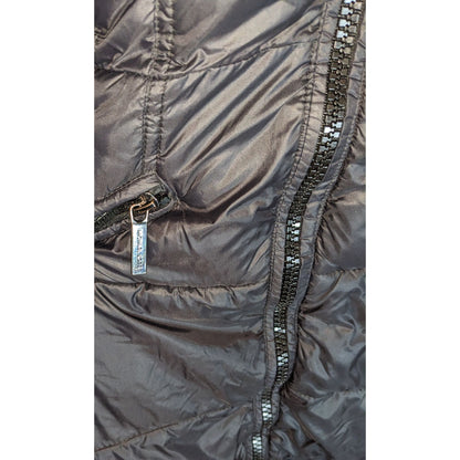 Michael Kors Black Long Puffer Coat Womens XS Hooded Quilted Winter Parka