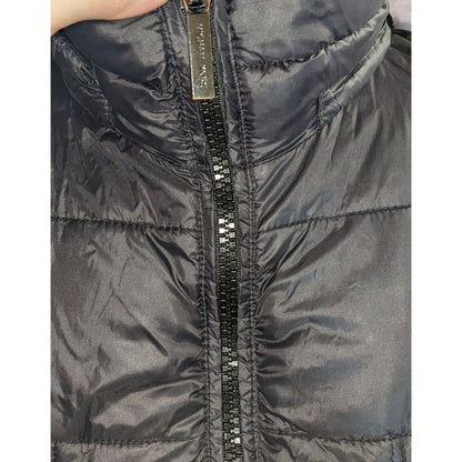 Michael Kors Black Long Puffer Coat Womens XS Hooded Quilted Winter Parka