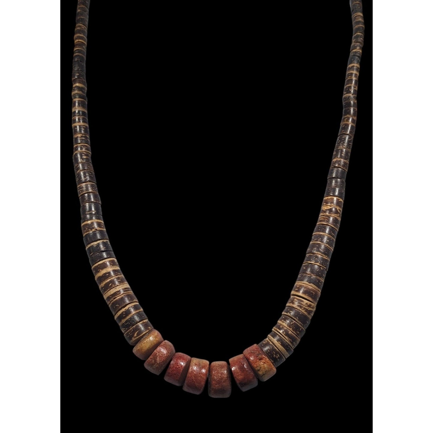 Vintage Handmade Wood And Stone Heishi Necklace