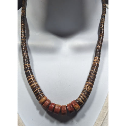 Vintage Handmade Wood And Stone Heishi Necklace