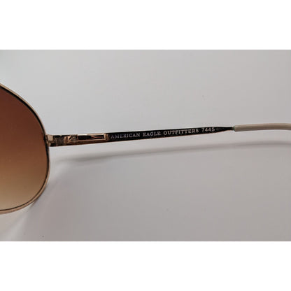 American Eagle Outfitters White And Goldf 7445 Aviator Sunglasses