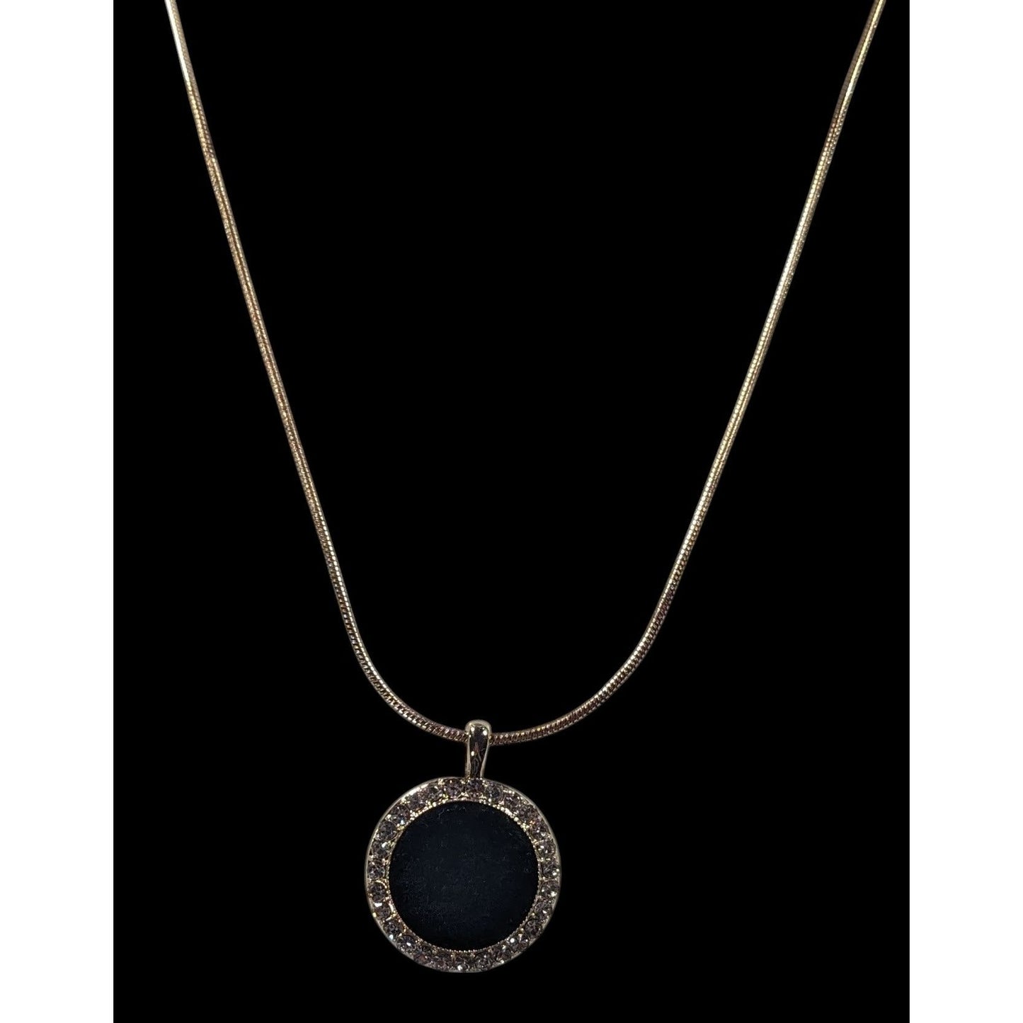 Monet Social Tower Gold Tone Black Velvet Pendant Necklace