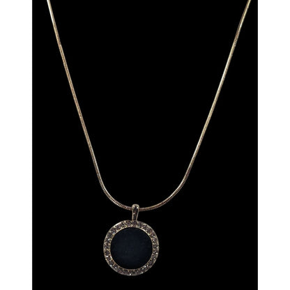 Monet Social Tower Gold Tone Black Velvet Pendant Necklace