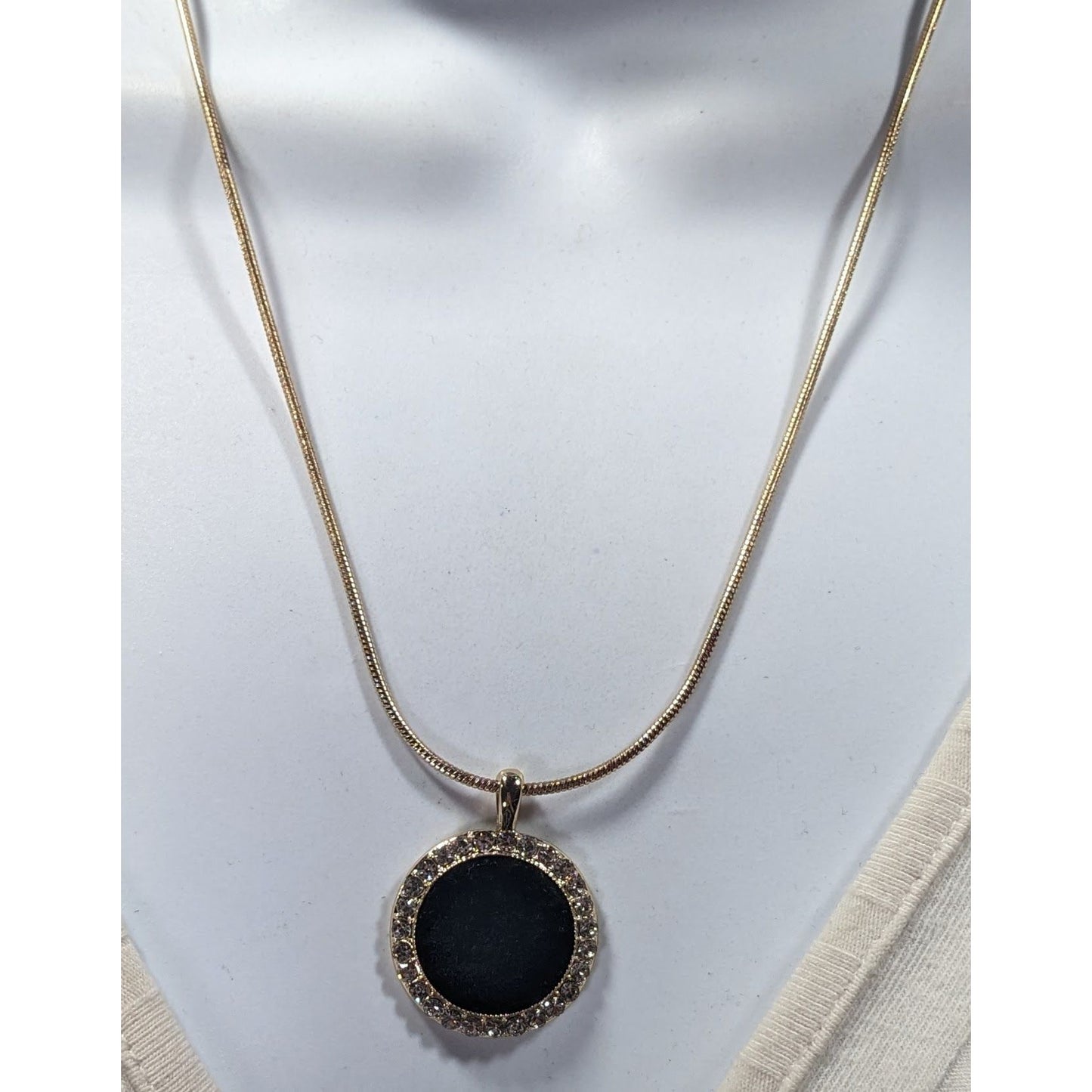 Monet Social Tower Gold Tone Black Velvet Pendant Necklace